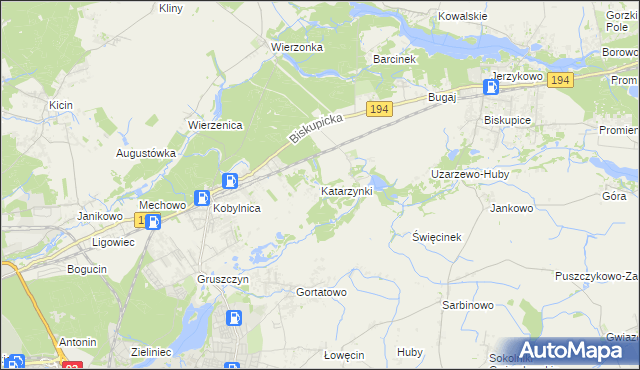 mapa Katarzynki gmina Swarzędz, Katarzynki gmina Swarzędz na mapie Targeo