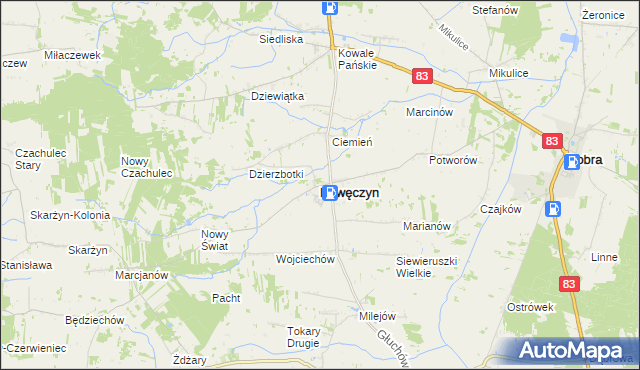 mapa Kawęczyn powiat turecki, Kawęczyn powiat turecki na mapie Targeo