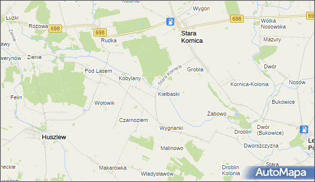 mapa Kiełbaski, Kiełbaski na mapie Targeo