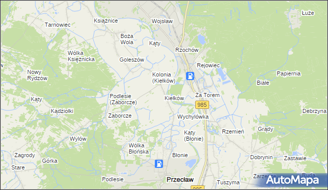 mapa Kiełków gmina Przecław, Kiełków gmina Przecław na mapie Targeo