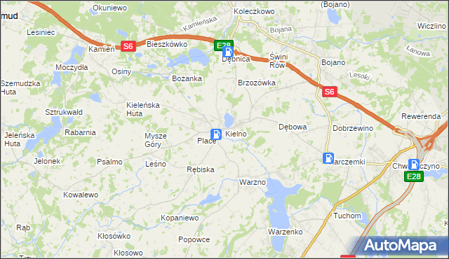 mapa Kielno gmina Szemud, Kielno gmina Szemud na mapie Targeo