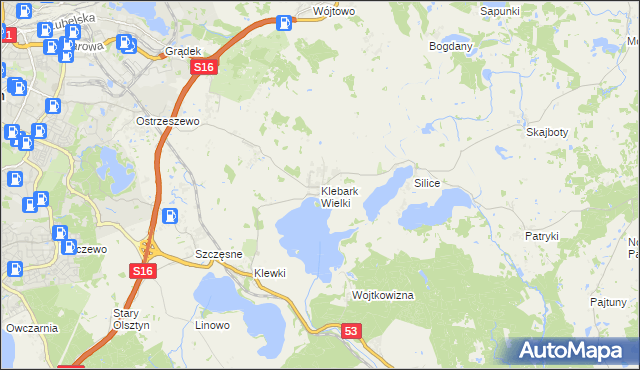 mapa Klebark Wielki, Klebark Wielki na mapie Targeo