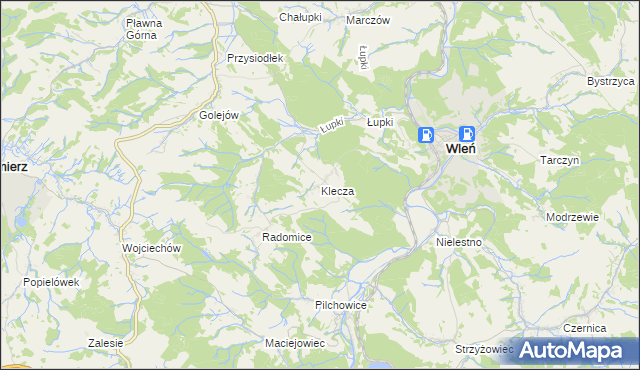 mapa Klecza, Klecza na mapie Targeo