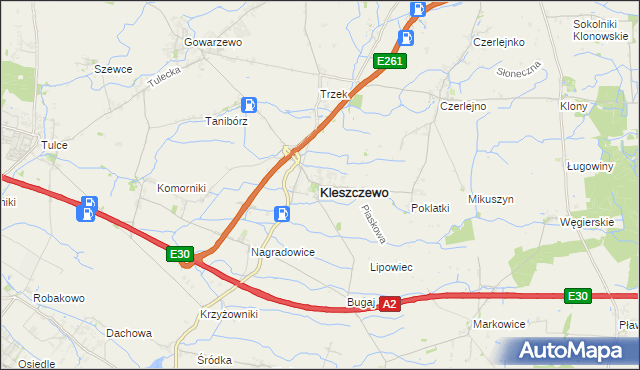 mapa Kleszczewo powiat poznański, Kleszczewo powiat poznański na mapie Targeo