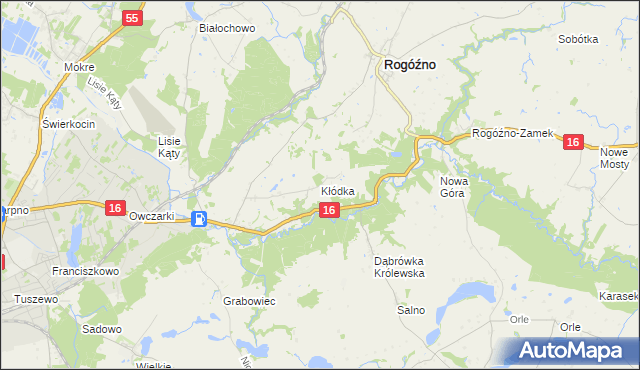 mapa Kłódka gmina Rogóźno, Kłódka gmina Rogóźno na mapie Targeo
