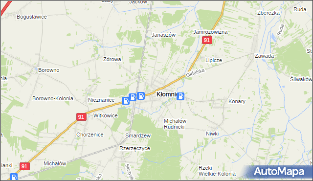 mapa Kłomnice, Kłomnice na mapie Targeo