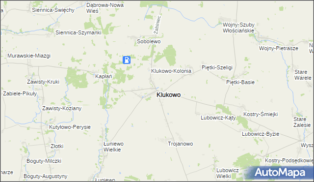 mapa Klukowo powiat wysokomazowiecki, Klukowo powiat wysokomazowiecki na mapie Targeo