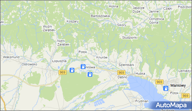 mapa Knurów gmina Nowy Targ, Knurów gmina Nowy Targ na mapie Targeo