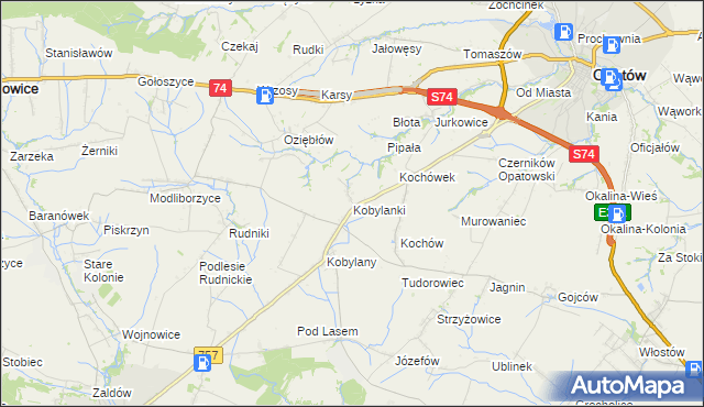 mapa Kobylanki gmina Opatów, Kobylanki gmina Opatów na mapie Targeo