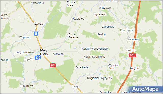 mapa Kołaki-Wietrzychowo, Kołaki-Wietrzychowo na mapie Targeo