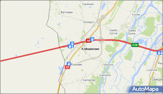 mapa Kołbaskowo, Kołbaskowo na mapie Targeo