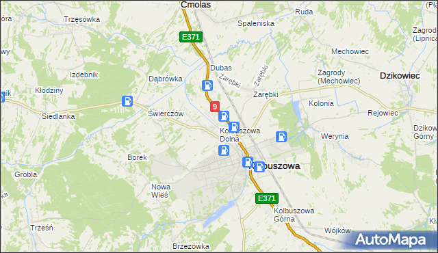 mapa Kolbuszowa Dolna, Kolbuszowa Dolna na mapie Targeo