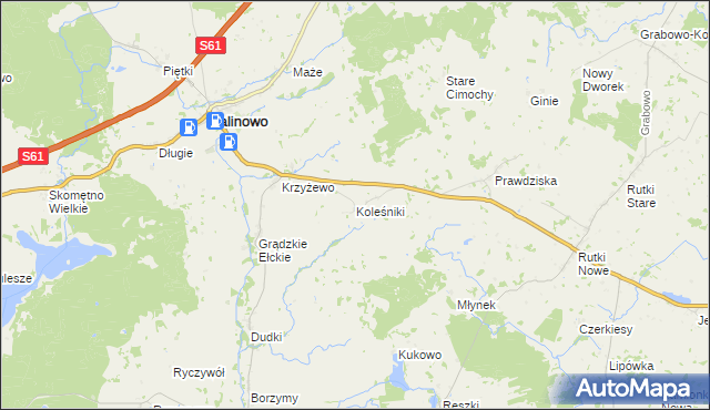 mapa Koleśniki gmina Kalinowo, Koleśniki gmina Kalinowo na mapie Targeo