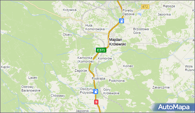 mapa Komorów gmina Majdan Królewski, Komorów gmina Majdan Królewski na mapie Targeo