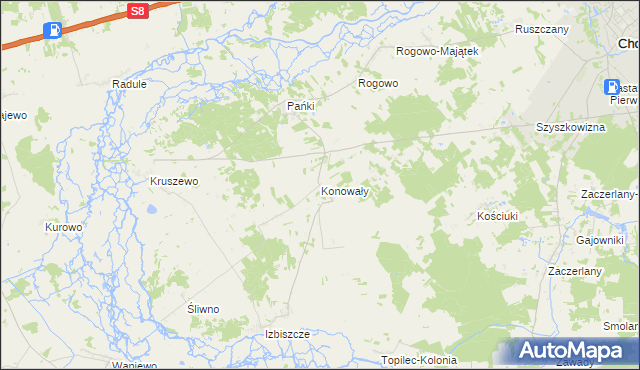 mapa Konowały, Konowały na mapie Targeo