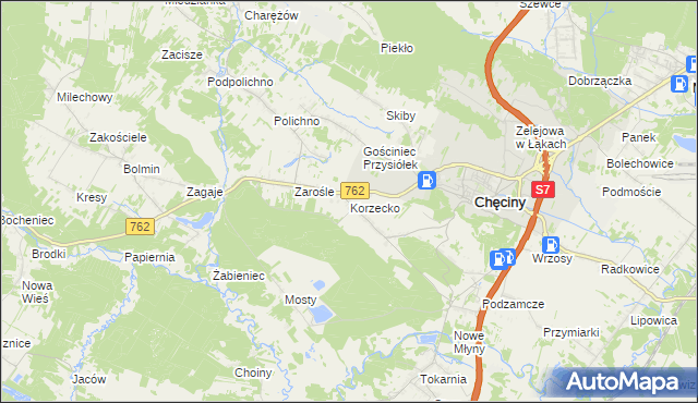 mapa Korzecko, Korzecko na mapie Targeo