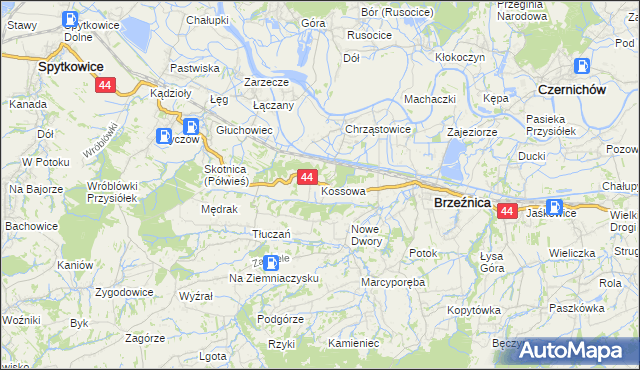 mapa Kossowa, Kossowa na mapie Targeo