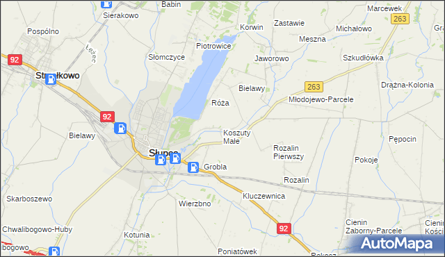 mapa Koszuty Małe, Koszuty Małe na mapie Targeo