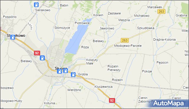 mapa Koszuty-Parcele, Koszuty-Parcele na mapie Targeo