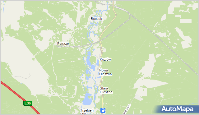 mapa Kozłów gmina Bolesławiec, Kozłów gmina Bolesławiec na mapie Targeo