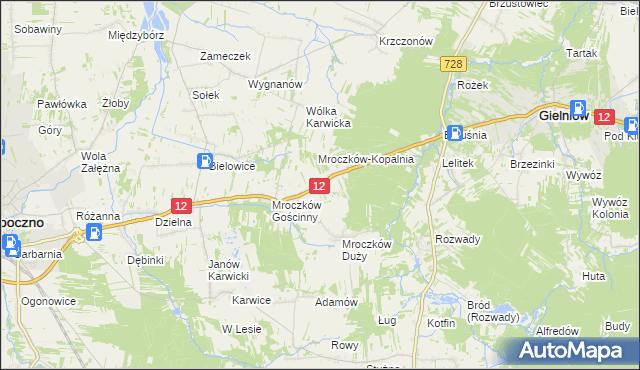 mapa Kraszków gmina Opoczno, Kraszków gmina Opoczno na mapie Targeo