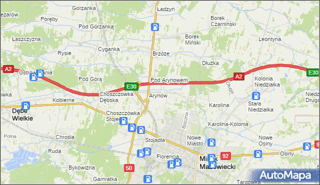 mapa Królewiec gmina Mińsk Mazowiecki, Królewiec gmina Mińsk Mazowiecki na mapie Targeo