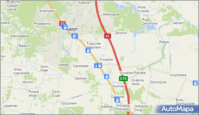 mapa Kruszów, Kruszów na mapie Targeo