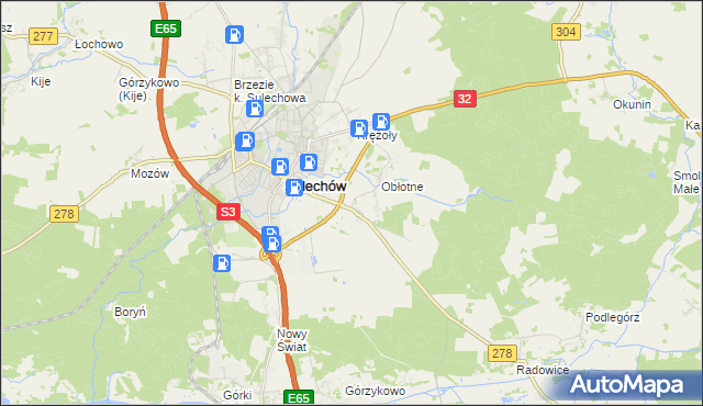 mapa Kruszyna gmina Sulechów, Kruszyna gmina Sulechów na mapie Targeo