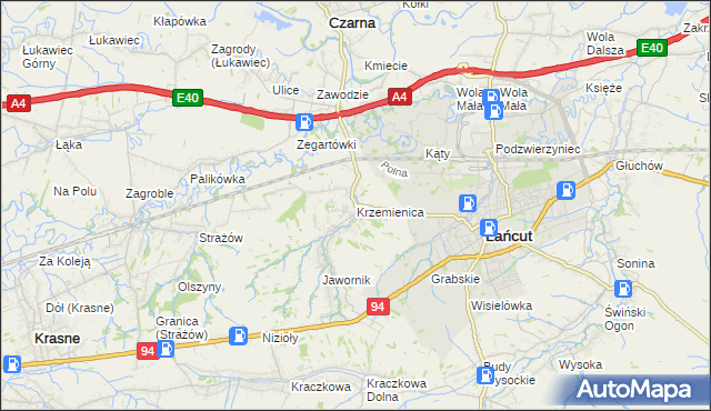 mapa Krzemienica gmina Czarna, Krzemienica gmina Czarna na mapie Targeo