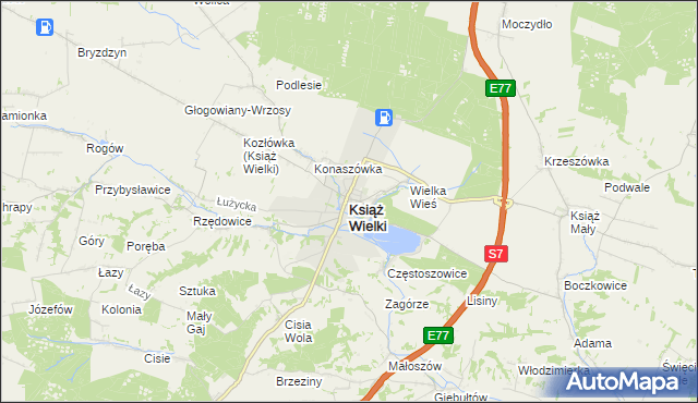 mapa Książ Wielki, Książ Wielki na mapie Targeo