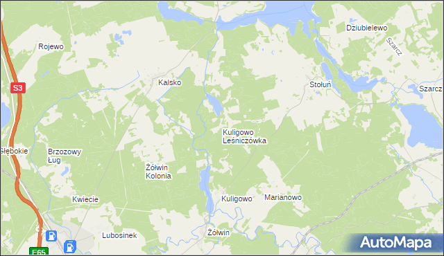 mapa Kuligowo Leśniczówka, Kuligowo Leśniczówka na mapie Targeo