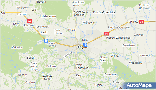 mapa Łagów powiat kielecki, Łagów powiat kielecki na mapie Targeo