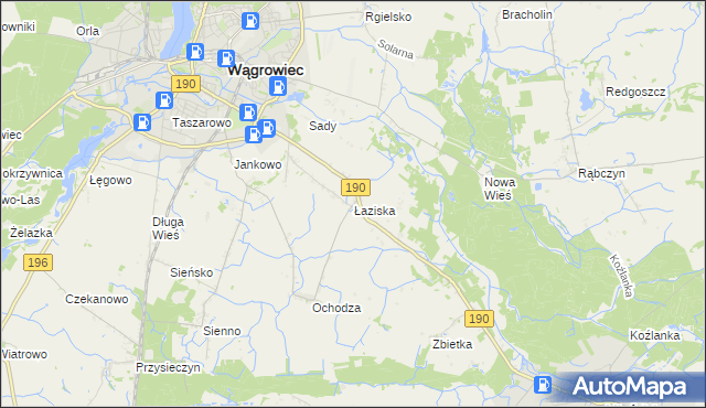 mapa Łaziska gmina Wągrowiec, Łaziska gmina Wągrowiec na mapie Targeo