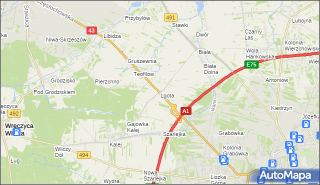 mapa Lgota gmina Kłobuck, Lgota gmina Kłobuck na mapie Targeo