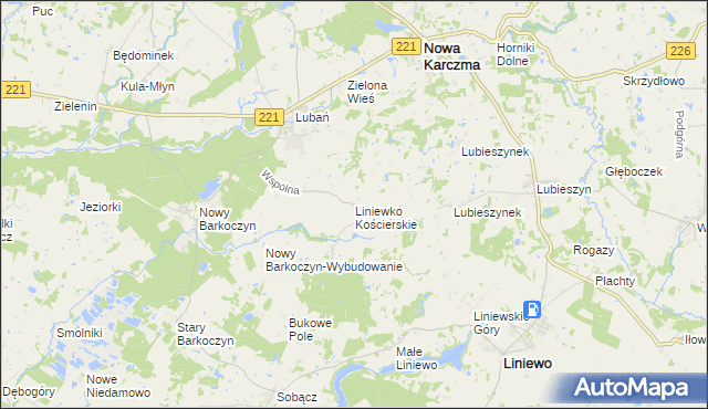 mapa Liniewko Kościerskie, Liniewko Kościerskie na mapie Targeo