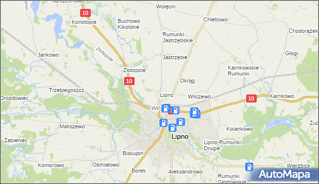 mapa Lipno powiat lipnowski, Lipno powiat lipnowski na mapie Targeo