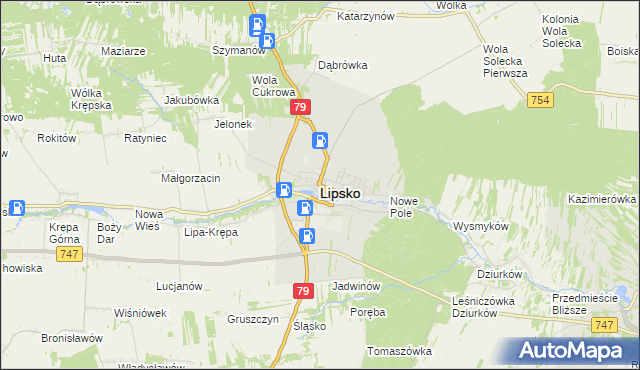 mapa Lipsko, Lipsko na mapie Targeo
