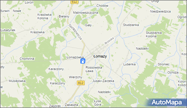 mapa Łomazy, Łomazy na mapie Targeo