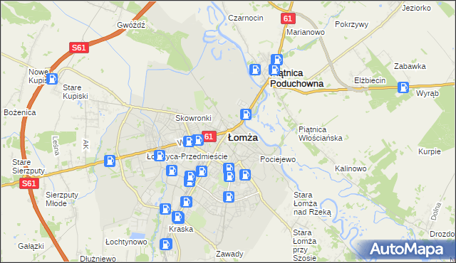 mapa Łomży, Łomża na mapie Targeo