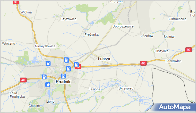 mapa Lubrza powiat prudnicki, Lubrza powiat prudnicki na mapie Targeo