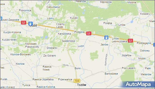 mapa Lucin gmina Tczów, Lucin gmina Tczów na mapie Targeo