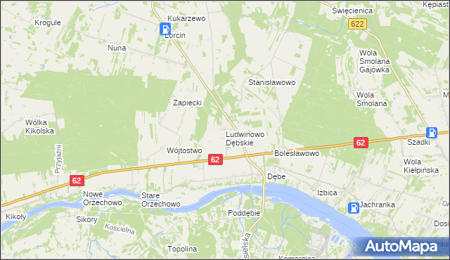 mapa Ludwinowo Dębskie, Ludwinowo Dębskie na mapie Targeo