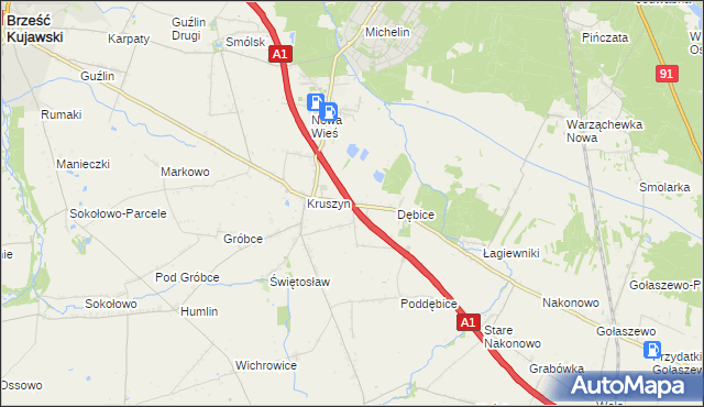 mapa Ludwinowo gmina Włocławek, Ludwinowo gmina Włocławek na mapie Targeo