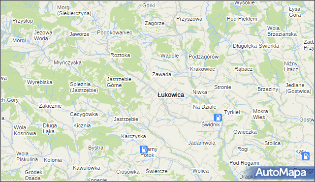 mapa Łukowica, Łukowica na mapie Targeo