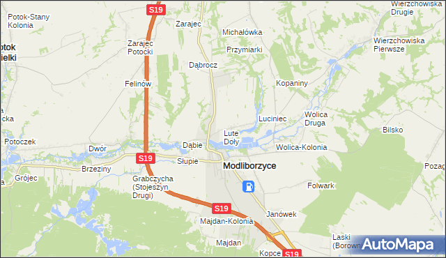 mapa Lute Doły, Lute Doły na mapie Targeo