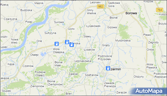 mapa Łysaków gmina Czermin, Łysaków gmina Czermin na mapie Targeo