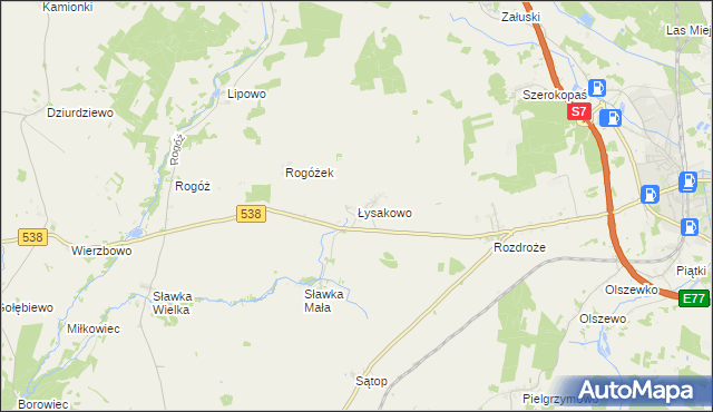 mapa Łysakowo gmina Nidzica, Łysakowo gmina Nidzica na mapie Targeo