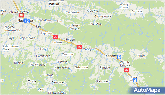 mapa Maciejowa, Maciejowa na mapie Targeo