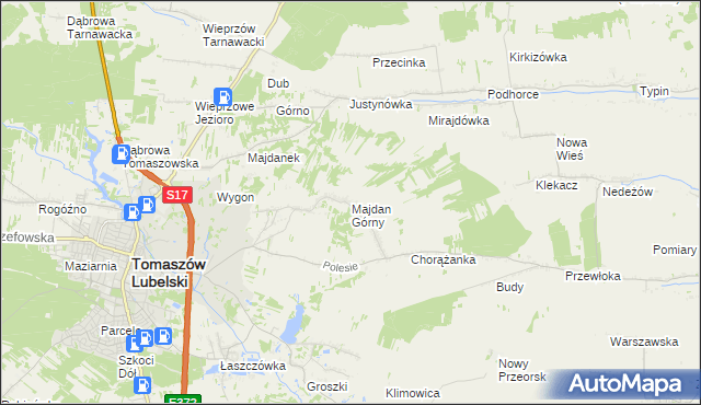 mapa Majdan Górny, Majdan Górny na mapie Targeo