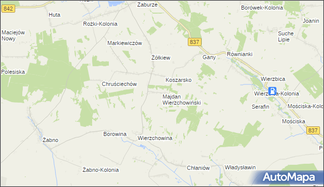 mapa Majdan Wierzchowiński, Majdan Wierzchowiński na mapie Targeo